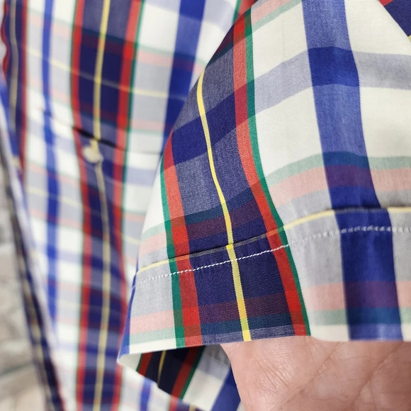 Paul & Shark Yachting Plaid Short Sleeve Button Front Shirt White Blue Size 41 - Picture 12 of 12